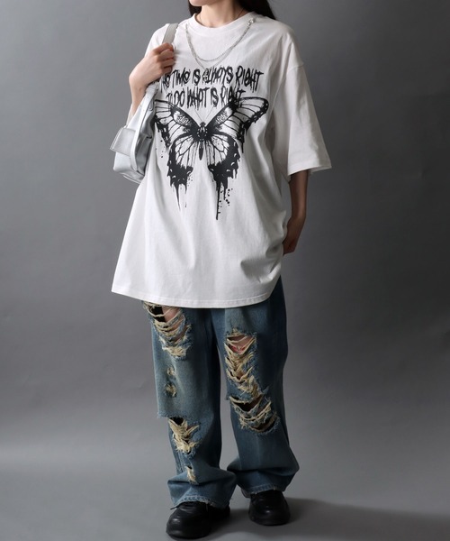 SITRY(シトリー)の「Darkness Butterfly Design T-Shirt/バタフライ ネックレス付き 半袖Tシャツ レディース メンズ(Tシャツ/カットソー・メンズ・ブラック/ホワイト・M/L)」の17枚目の写真