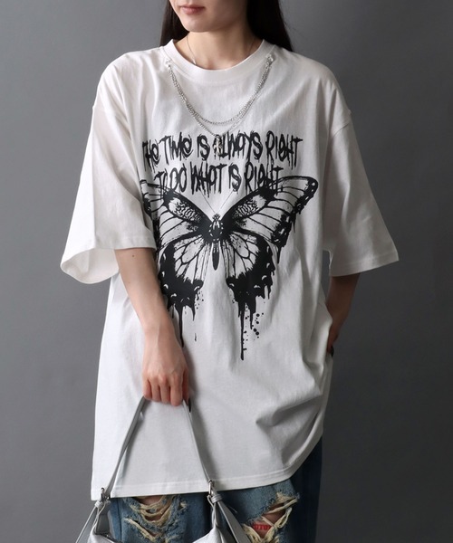 SITRY(シトリー)の「Darkness Butterfly Design T-Shirt/バタフライ ネックレス付き 半袖Tシャツ レディース メンズ(Tシャツ/カットソー・メンズ・ブラック/ホワイト・M/L)」の15枚目の写真