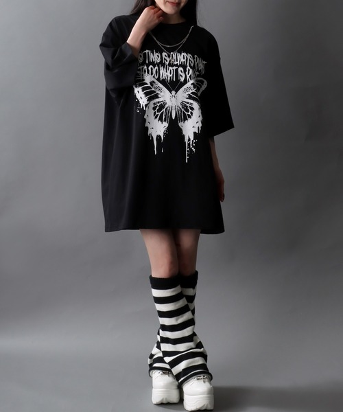 SITRY(シトリー)の「Darkness Butterfly Design T-Shirt/バタフライ ネックレス付き 半袖Tシャツ レディース メンズ(Tシャツ/カットソー・メンズ・ブラック/ホワイト・M/L)」の22枚目の写真