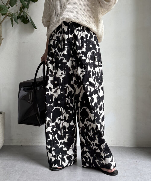 DouDou（ドゥドゥ）の「【WEB限定】フラワープリントワイドパンツ（その他パンツ・レディース・ベージュ/アイボリー・FREE）」の9枚目の写真