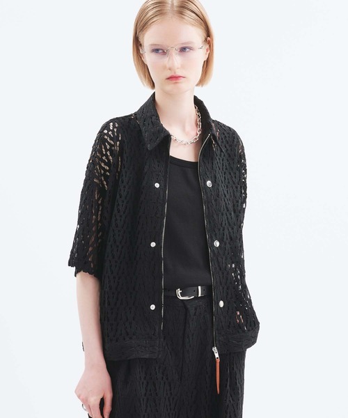 rosasen ブラック ジップアップジャケット　セットアップ セール】CORDLESS ZIP-UP SHIRT JACKET/コードレースジップ