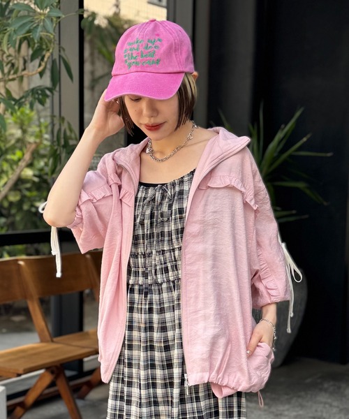 w closet（ダブルクローゼット）の「【２サイズ展開】シアーフリルラインジャケット（ブルゾン・レディース・ピンク/ネイビー/アイボリー・FREE/SMALL）」の16枚目の写真