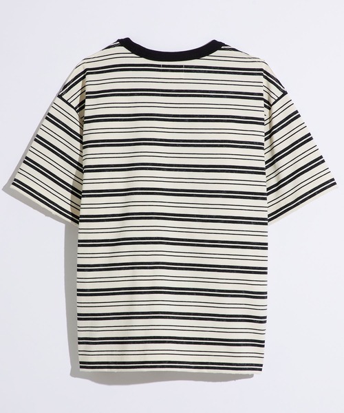 WEARSTAND（ウェアスタンド）の「【WEARSTAND/ウェアスタンド】Multi Border Damage T-Shirt  / マルチボーダー ダメージTシャツ / ビンテージ加工 / レギュラーフィット（Tシャツ/カットソー・メンズ・アイボリー/ブラック・MEDIUM/LARGE/X-LARGE）」の4枚目の写真