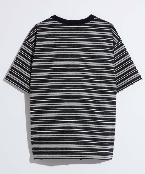 WEARSTAND（ウェアスタンド）の「【WEARSTAND/ウェアスタンド】Multi Border Damage T-Shirt  / マルチボーダー ダメージTシャツ / ビンテージ加工 / レギュラーフィット（Tシャツ/カットソー・メンズ・アイボリー/ブラック・MEDIUM/LARGE/X-LARGE）」の6枚目の写真