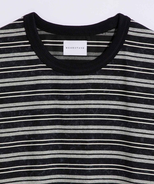 WEARSTAND（ウェアスタンド）の「【WEARSTAND/ウェアスタンド】Multi Border Damage T-Shirt  / マルチボーダー ダメージTシャツ / ビンテージ加工 / レギュラーフィット（Tシャツ/カットソー・メンズ・アイボリー/ブラック・MEDIUM/LARGE/X-LARGE）」の7枚目の写真