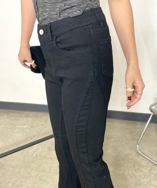 non-hedge（ノンヘッジ）の「切替デニムフレアパンツ（デニムパンツ・レディース・チャコールグレー/ブルー/ブラック/ライトブルー・S/M）」の19枚目の写真