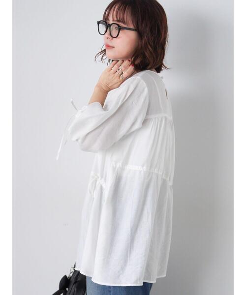 ehka sopo（エヘカソポ）の「ドロストチュニック（チュニック・レディース・オフホワイト/グリーン/ブラック・F）」の5枚目の写真