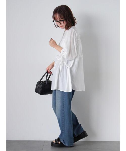 ehka sopo（エヘカソポ）の「ドロストチュニック（チュニック・レディース・オフホワイト/グリーン/ブラック・F）」の9枚目の写真