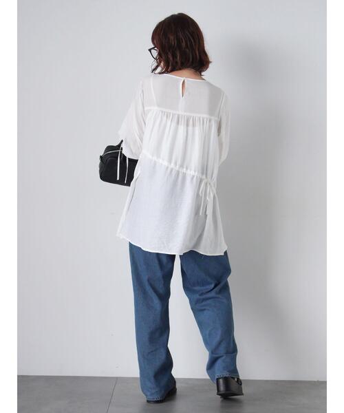 ehka sopo（エヘカソポ）の「ドロストチュニック（チュニック・レディース・オフホワイト/グリーン/ブラック・F）」の10枚目の写真