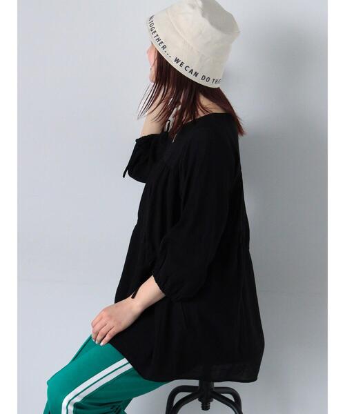 ehka sopo（エヘカソポ）の「ドロストチュニック（チュニック・レディース・オフホワイト/グリーン/ブラック・F）」の19枚目の写真