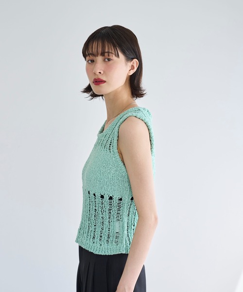meilmada(メイルマダ)の「透かし編み切り替えノースリニット(ニット/セーター・レディース・ブラック/ミント・FREE)」の19枚目の写真