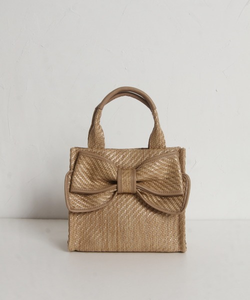 tocco closet（トッコ　クローゼット）の「ビックリボン付きパイピングペーパーバッグ（ハンドバッグ・レディース・モカ/ベージュ・M）」の8枚目の写真