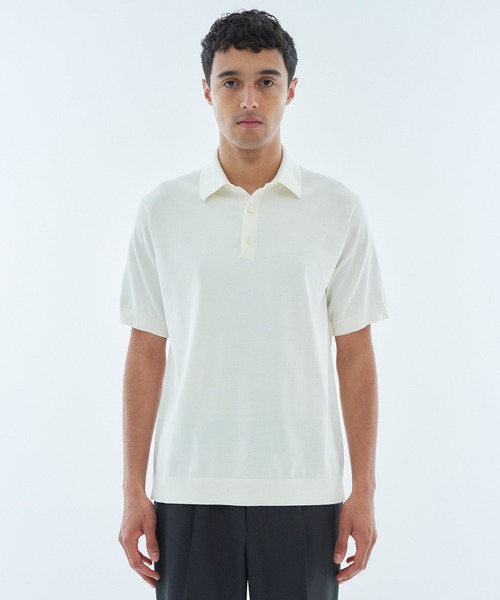 ESTNATION（エストネーション）の「ESTNATION / ウォッシャブル ニットポロシャツ（ポロシャツ・メンズ・ブラック/カーキ/オフホワイト/ネイビー・X-LARGE/MEDIUM/SMALL/LARGE）」の2枚目の写真