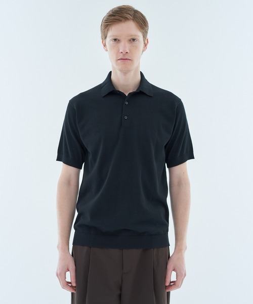 ESTNATION（エストネーション）の「ESTNATION / ウォッシャブル ニットポロシャツ（ポロシャツ・メンズ・ブラック/カーキ/オフホワイト/ネイビー・X-LARGE/MEDIUM/SMALL/LARGE）」の3枚目の写真