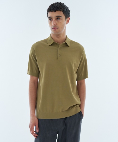 ESTNATION（エストネーション）の「ESTNATION / ウォッシャブル ニットポロシャツ（ポロシャツ・メンズ・ブラック/カーキ/オフホワイト/ネイビー・X-LARGE/MEDIUM/SMALL/LARGE）」の5枚目の写真