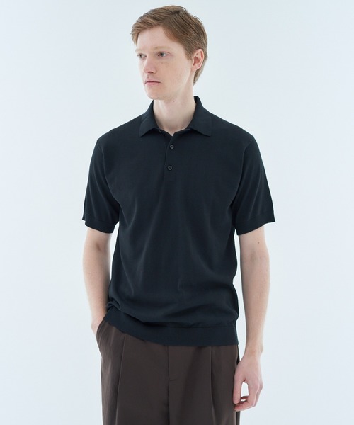 ESTNATION（エストネーション）の「ESTNATION / ウォッシャブル ニットポロシャツ（ポロシャツ・メンズ・ブラック/カーキ/オフホワイト/ネイビー・X-LARGE/MEDIUM/SMALL/LARGE）」の17枚目の写真