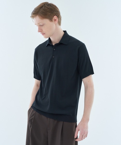 ESTNATION（エストネーション）の「ESTNATION / ウォッシャブル ニットポロシャツ（ポロシャツ・メンズ・ブラック/カーキ/オフホワイト/ネイビー・X-LARGE/MEDIUM/SMALL/LARGE）」の18枚目の写真