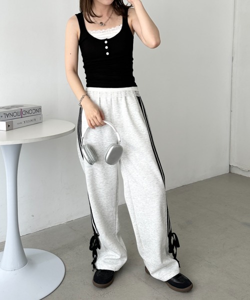 セール】カップ付きレースレイヤード風タンクトップ（タンク