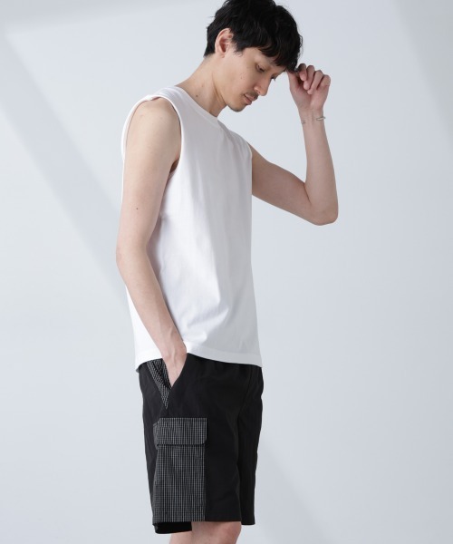 NANO universe（ナノユニバース）の「「NJ/CLUB」 ベーシック ノースリーブ（タンクトップ・メンズ・ブラック/ホワイト/ブラウン・L/M/S）」の19枚目の写真