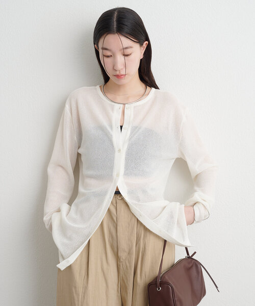 Omekashi(オメカシ)の「2WAYメッシュカーディガン(Tシャツ/カットソー・レディース・オフホワイト/ブラック/ライトグレー/ブラック系その他・FREE)」の5枚目の写真