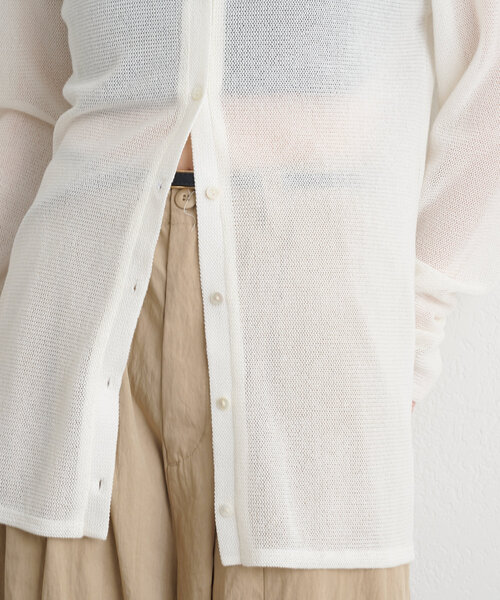 Omekashi(オメカシ)の「2WAYメッシュカーディガン(Tシャツ/カットソー・レディース・オフホワイト/ブラック/ライトグレー/ブラック系その他・FREE)」の10枚目の写真