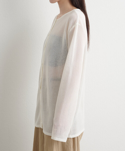 Omekashi(オメカシ)の「2WAYメッシュカーディガン(Tシャツ/カットソー・レディース・オフホワイト/ブラック/ライトグレー/ブラック系その他・FREE)」の12枚目の写真