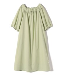SHIPS Primary Navy Label:へム ステッチ オフショル ワンピース