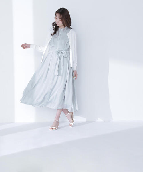 NATURAL BEAUTY BASIC シャドーストライプフレアワンピース セール】◇シャドーストライプフレアワンピース（ワンピース
