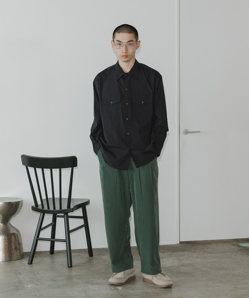 MR.OLIVE(ミスターオリーブ)の「MR.OLIVE/ミスターオリーブ T-R POWDER CLOTH - 2TACK WIDE EASY PANTS イージーパンツ(その他パンツ・メンズ・グリーン/ブラック・M/L)」の7枚目の写真