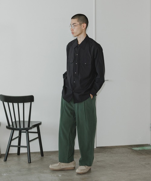 MR.OLIVE(ミスターオリーブ)の「MR.OLIVE/ミスターオリーブ T-R POWDER CLOTH - 2TACK WIDE EASY PANTS イージーパンツ(その他パンツ・メンズ・グリーン/ブラック・M/L)」の9枚目の写真