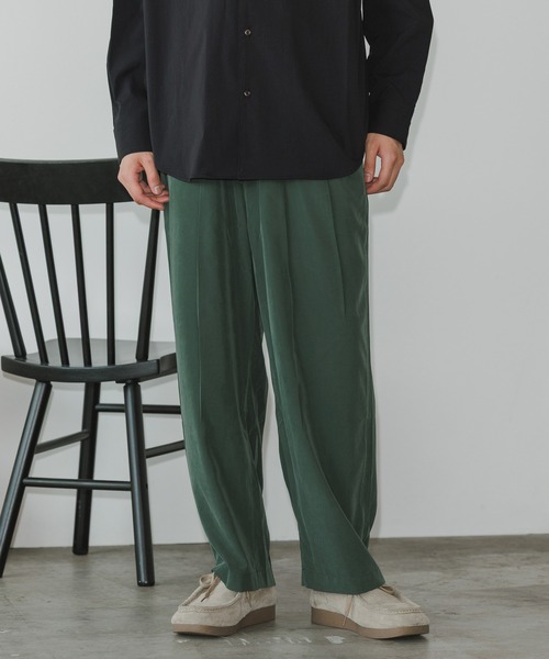 MR.OLIVE(ミスターオリーブ)の「MR.OLIVE/ミスターオリーブ T-R POWDER CLOTH - 2TACK WIDE EASY PANTS イージーパンツ(その他パンツ・メンズ・グリーン/ブラック・M/L)」の3枚目の写真