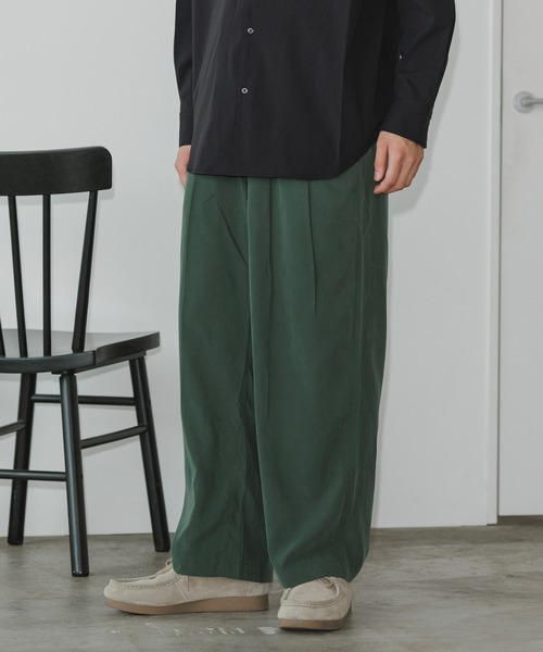 MR.OLIVE(ミスターオリーブ)の「MR.OLIVE/ミスターオリーブ T-R POWDER CLOTH - 2TACK WIDE EASY PANTS イージーパンツ(その他パンツ・メンズ・グリーン/ブラック・M/L)」の4枚目の写真