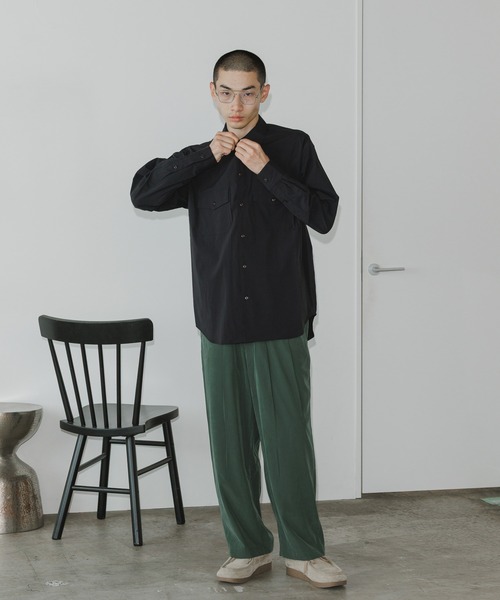 MR.OLIVE(ミスターオリーブ)の「MR.OLIVE/ミスターオリーブ T-R POWDER CLOTH - 2TACK WIDE EASY PANTS イージーパンツ(その他パンツ・メンズ・グリーン/ブラック・M/L)」の6枚目の写真