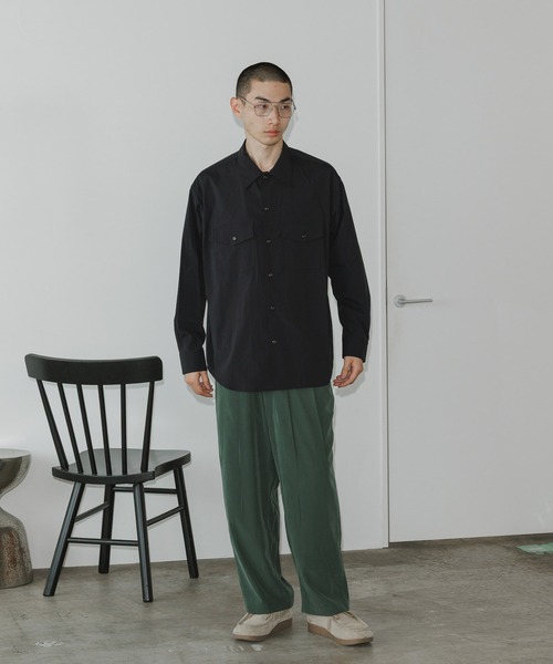 MR.OLIVE(ミスターオリーブ)の「MR.OLIVE/ミスターオリーブ T-R POWDER CLOTH - 2TACK WIDE EASY PANTS イージーパンツ(その他パンツ・メンズ・グリーン/ブラック・M/L)」の8枚目の写真