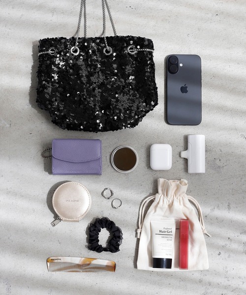 ANEMONE（アネモネ）の「スパンコール巾着バッグ（ショルダーバッグ・レディース・シルバー/ブラック・FREE）」の8枚目の写真