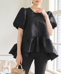 KOBE LETTUCE | ペプラムボリューミーシャイニー半袖ブラウス(シャツ/ブラウス)