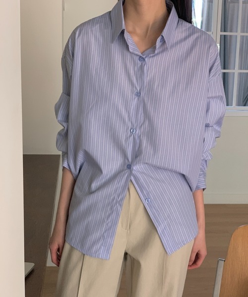 Eclat one(エクラワン)の「【Eclat one】ストライプ ベーシック ルーズシャツ(シャツ/ブラウス・レディース・ブルー/ピンク/ホワイト・FREE)」の18枚目の写真