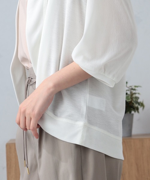 GALLORIA（ギャローリア）の「梨地ボレロカーディガン（カーディガン/ボレロ・レディース・ライトグレー/オフホワイト・LL/S/M/L）」の6枚目の写真