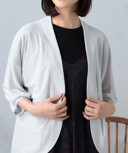 GALLORIA（ギャローリア）の「梨地ボレロカーディガン（カーディガン/ボレロ・レディース・ライトグレー/オフホワイト・LL/S/M/L）」の8枚目の写真
