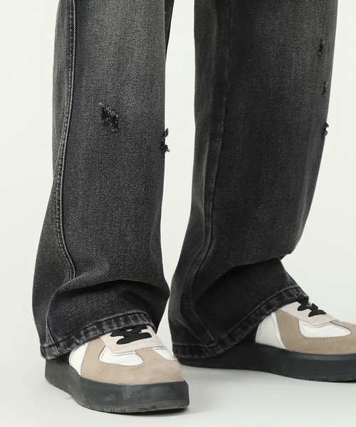 LOWO（ロワ）の「クラッシュ加工ストレートデニムパンツ（デニムパンツ・メンズ・グレー・L/M/S）」の6枚目の写真