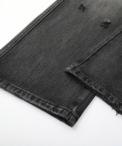 LOWO（ロワ）の「クラッシュ加工ストレートデニムパンツ（デニムパンツ・メンズ・グレー・L/M/S）」の10枚目の写真