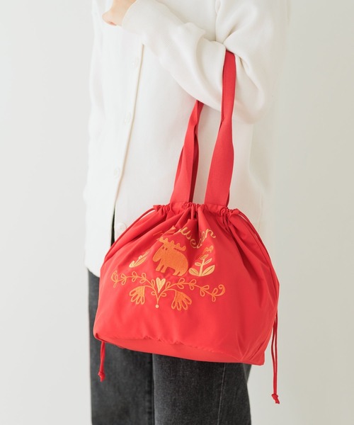 moz(モズ)の「moz モズ 刺繍トート L(トートバッグ・レディース・ネイビー/レッド/ブラック・FREE)」の3枚目の写真