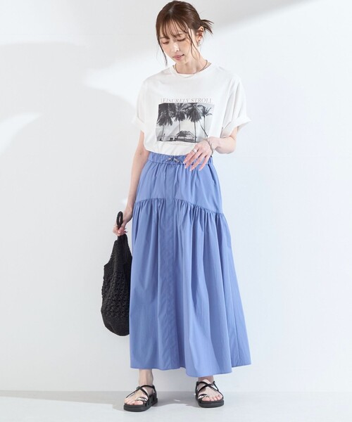SHIPS Colors(シップス カラーズ)の「SHIPS Colors:〈接触冷感・UVカット・撥水〉マルチファンクション フレアスカート◇(スカート・レディース・ベージュ/ブラック/ブルー/ナチュラル/ライトブルー・ONE SIZE)」の12枚目の写真