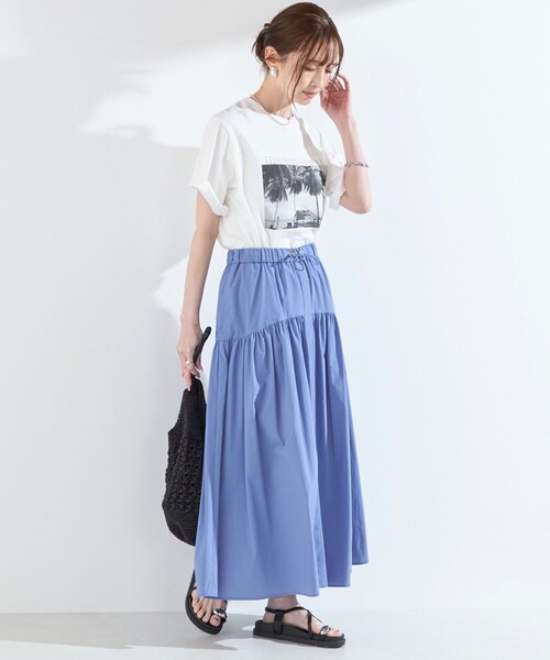 SHIPS Colors(シップス カラーズ)の「SHIPS Colors:〈接触冷感・UVカット・撥水〉マルチファンクション フレアスカート◇(スカート・レディース・ベージュ/ブラック/ブルー/ナチュラル/ライトブルー・ONE SIZE)」の10枚目の写真