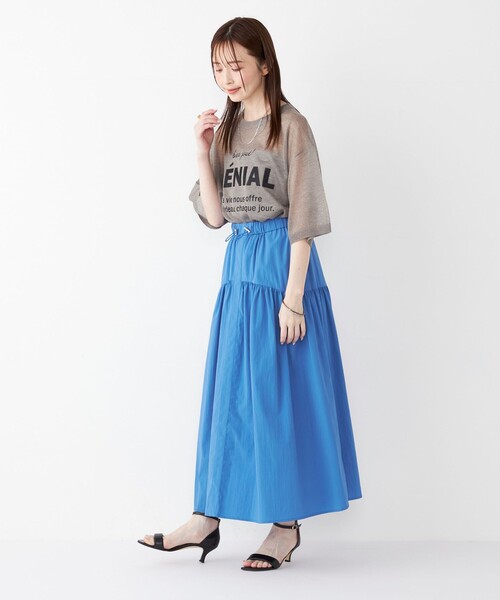 SHIPS Colors(シップス カラーズ)の「SHIPS Colors:〈接触冷感・UVカット・撥水〉マルチファンクション フレアスカート◇(スカート・レディース・ベージュ/ブラック/ブルー/ナチュラル/ライトブルー・ONE SIZE)」の7枚目の写真