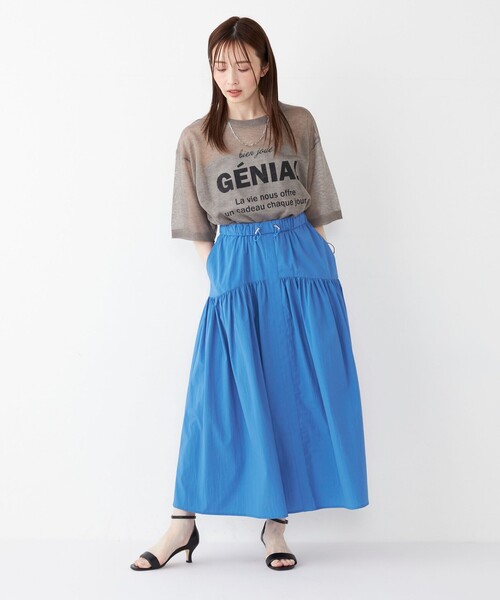 SHIPS Colors(シップス カラーズ)の「SHIPS Colors:〈接触冷感・UVカット・撥水〉マルチファンクション フレアスカート◇(スカート・レディース・ベージュ/ブラック/ブルー/ナチュラル/ライトブルー・ONE SIZE)」の6枚目の写真