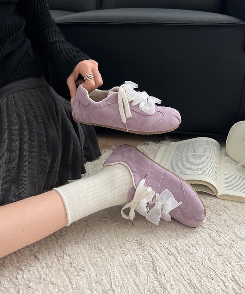 セール】レースリボン付きスニーカー（スニーカー）｜shoes365