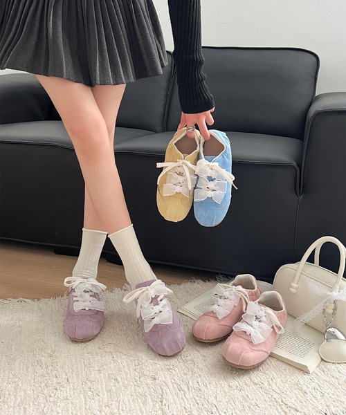 shoes365(シューズスリーシックスファイヴ)の「レースリボン付きスニーカー(スニーカー・レディース・ブルー/ピンク/イエロー/パープル・24.0cm/25.0cm/22.5cm/23.5cm/24.5cm/23.0cm)」の11枚目の写真