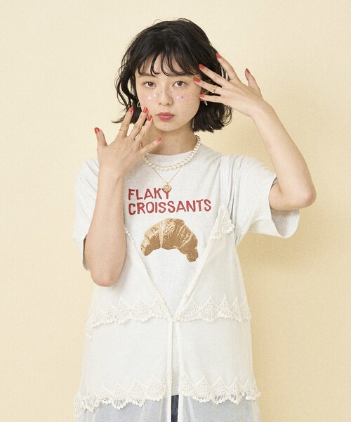 FREAK'S STORE(フリークスストア)の「BREAD プリントTシャツ/ブレッドTシャツ(Tシャツ/カットソー・レディース・ライトグレー/オフホワイト・フリ-)」の3枚目の写真