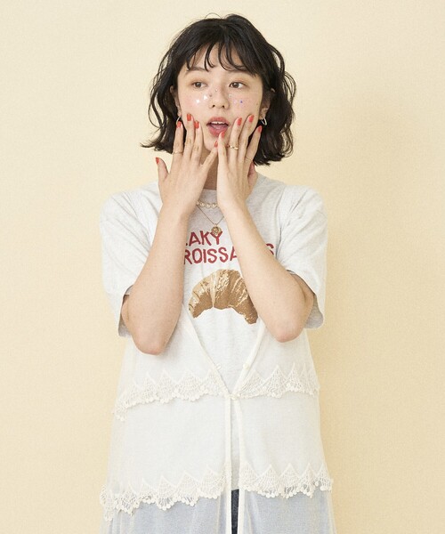 FREAK'S STORE(フリークスストア)の「BREAD プリントTシャツ/ブレッドTシャツ(Tシャツ/カットソー・レディース・ライトグレー/オフホワイト・フリ-)」の5枚目の写真